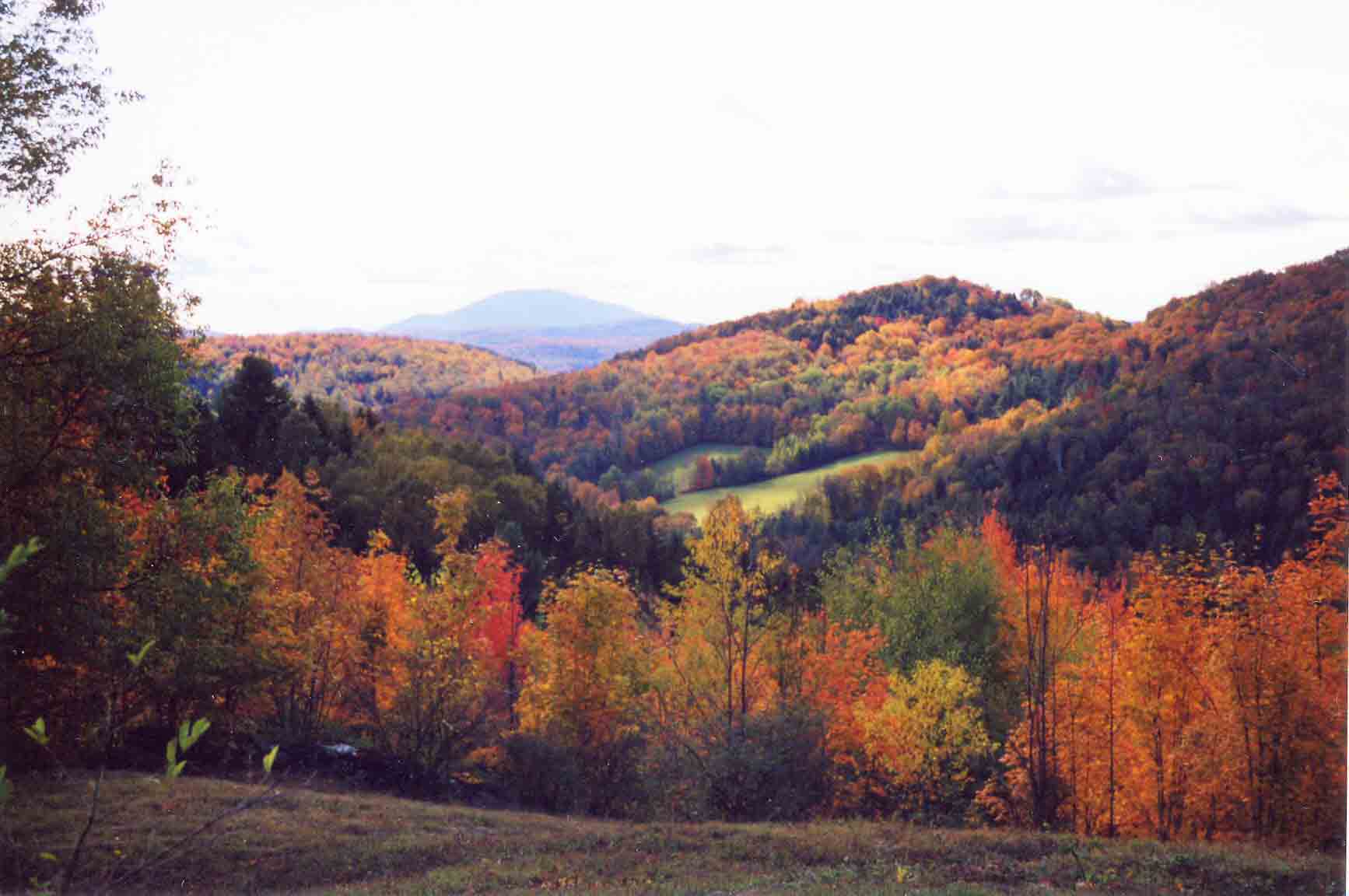 mm 1.2 - Fall view from AT west (trail south) of VT 12. Mountain in distance is Mt. Ascutney.  Courtesy dlcul@conncoll.edu