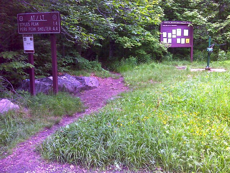 mm 12.3  Signs and water pump as the northbound trail leaves Mad Tom Notch. GPS N43.2577 W72.9383  Courtesy pjwetzel@gmail.com