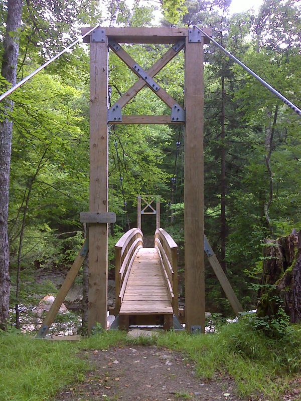 mm 1.5 New suspension bridge across Big Branch.  Taken in June 2012. GPS N43.3632 W72.9445  Courtesy pjwetzel@gmail.com