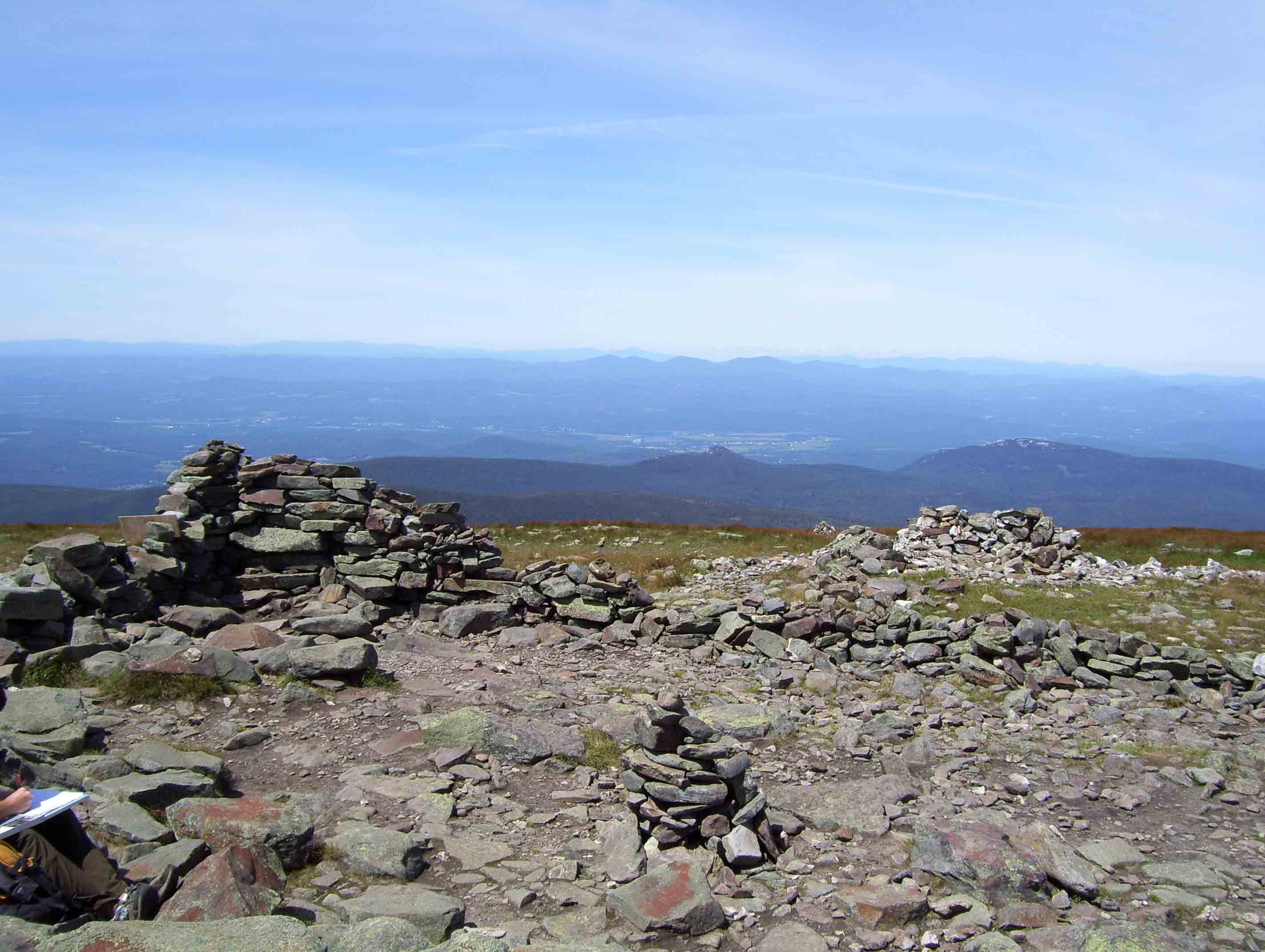 View to the west across the hotel foundations on a much clearer day 12 years later (8/9/07). Though the photograph does not pick it up, Camels Hump in the Green Mountains of Vermont was clearly visible.  Courtesy dlcul@conncoll.edu